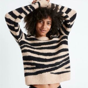 Madewell Zebra Patterned Black and Tan Sweater